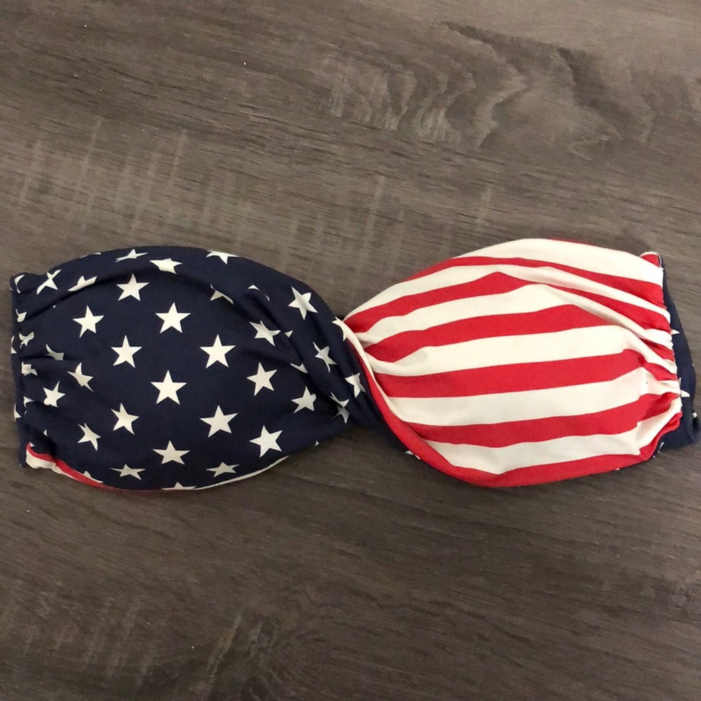 American Flag Bandeau Bikini Top